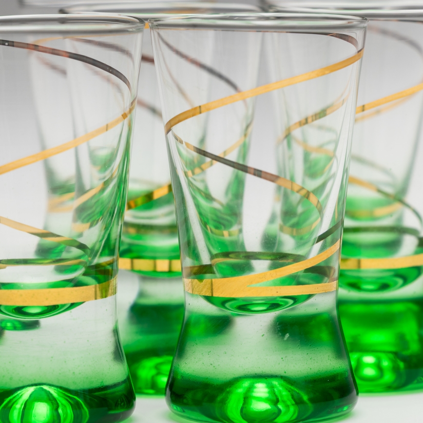 Set 6x glass for shots 25 mm clear green
