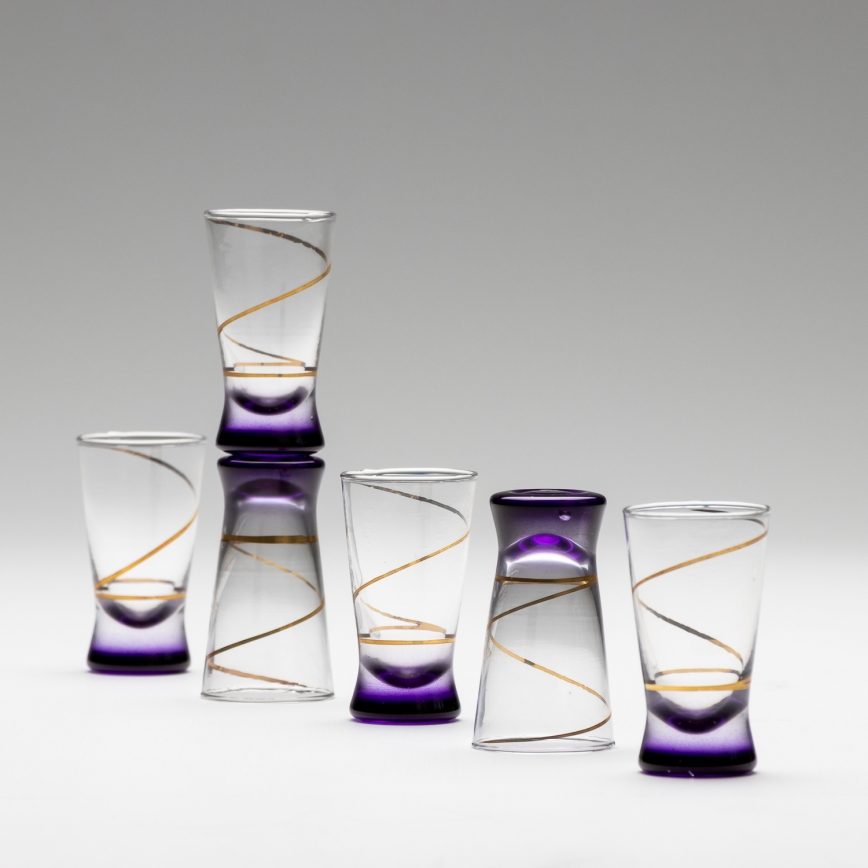 Set 6x glass for shots 25 mm clear purple