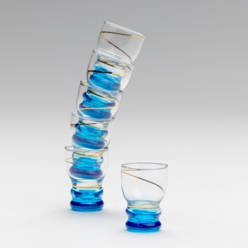 Set 6x glass for shots clear blue