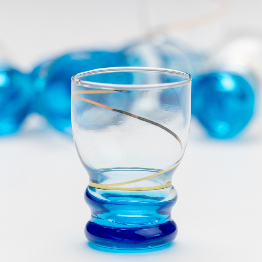 Set 6x glass for shots clear blue