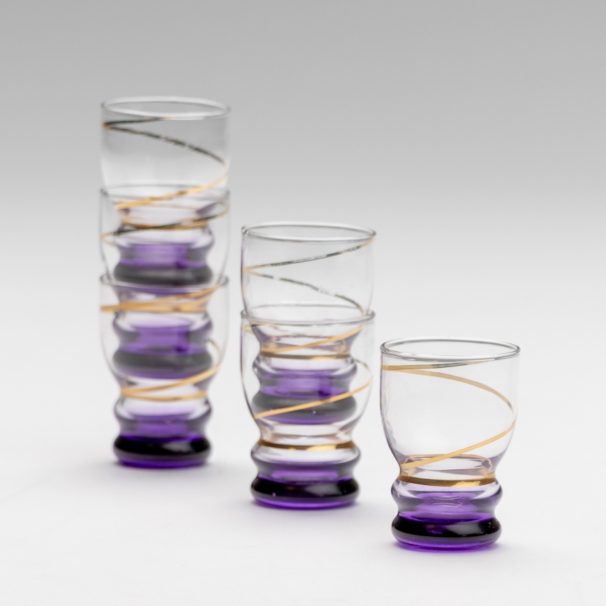 Set 6x glass for shots clear purple
