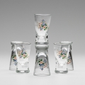 Set 6x glass for shots clear with a bouquet motif no. 3