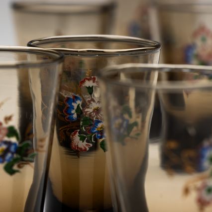 Set 6x glass for shots smoky with a bouquet motif no. 2