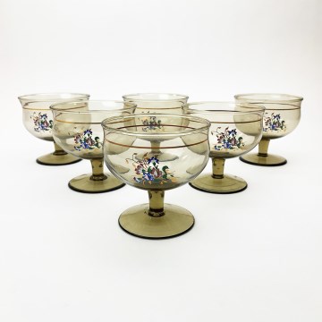 Set 6x glass goblet smoky