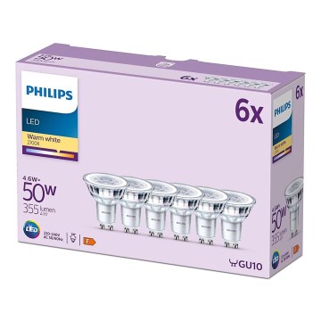 SET 6x LED Bulb Philips GU10/4,6W/230V 2700K