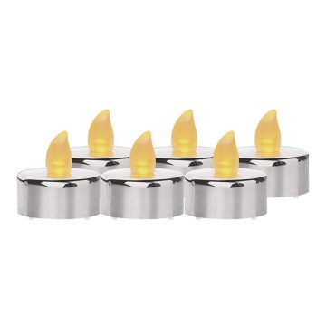 SET 6x LED Christmas decorations 6xLED/6xCR2032 shiny chrome