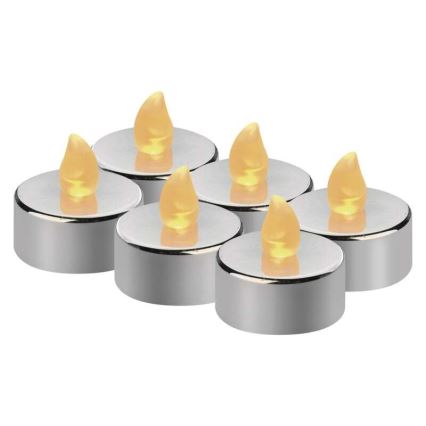 SET 6x LED Christmas decorations 6xLED/6xCR2032 shiny chrome