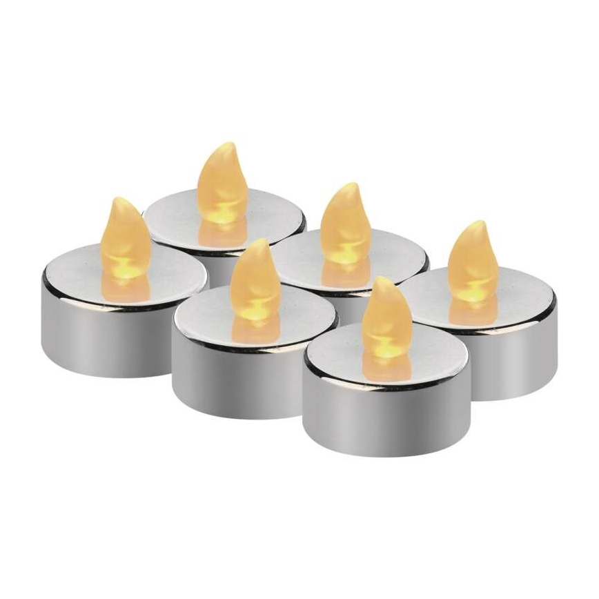 SET 6x LED Christmas decorations 6xLED/6xCR2032 shiny chrome