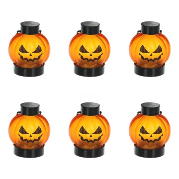 SET 6x LED Decoration HALLOWEEN LED/1xCR2032/warm white pumpkins
