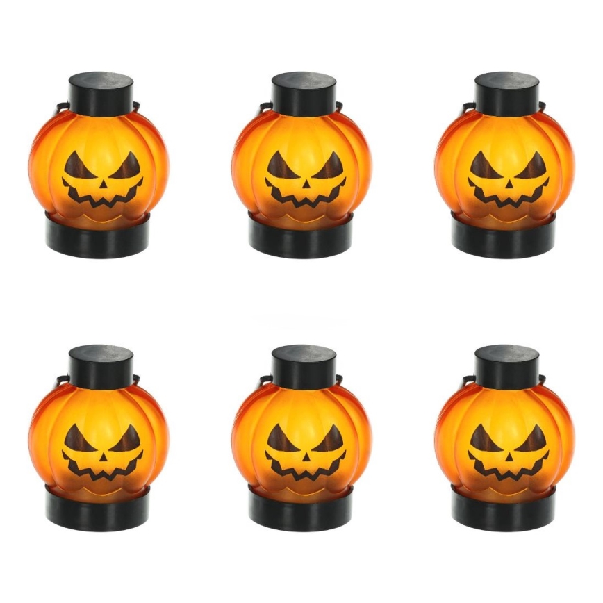 SET 6x LED Decoration HALLOWEEN LED/1xCR2032/warm white pumpkins