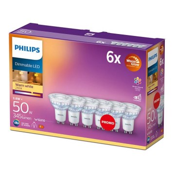 SET 6x LED Dimmable bulb Philips Warm Glow GU10/3,8W/230V 2200-2700K CRI 90