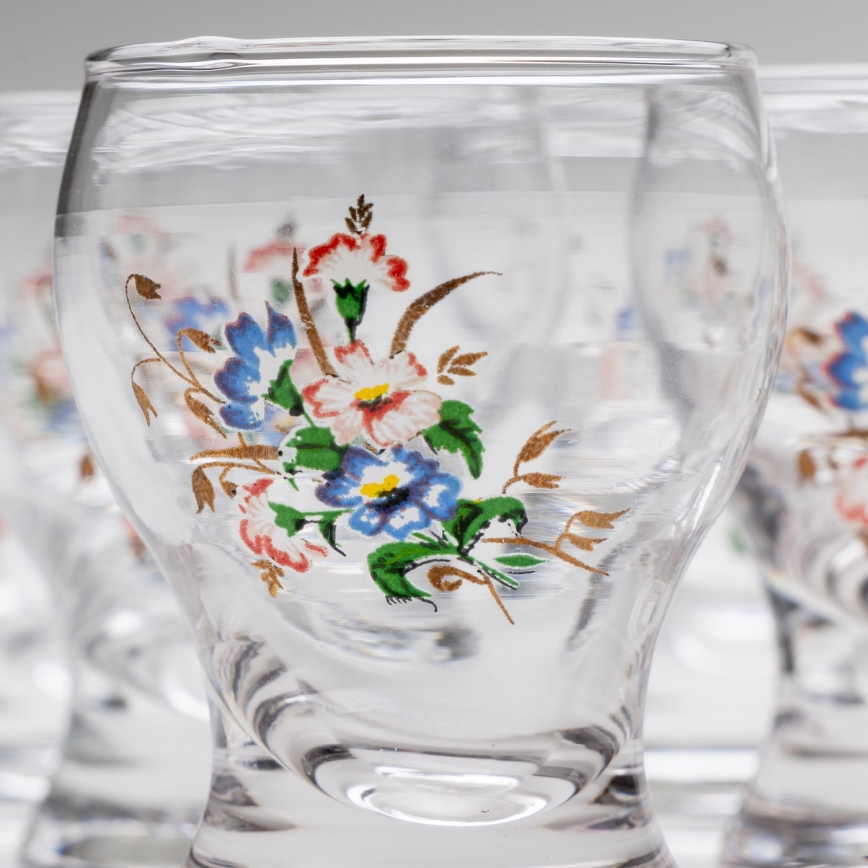 Set 6x liqueur glass clear - flower pattern no. 3