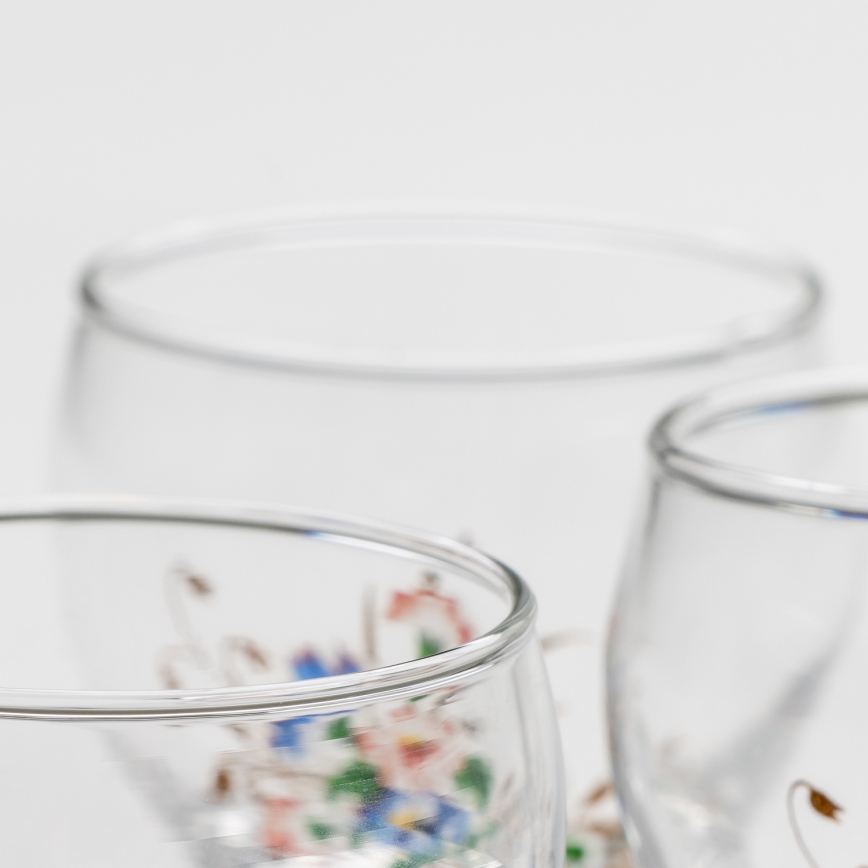 Set 6x liqueur glass clear - flower pattern no. 3