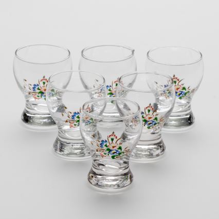 Set 6x liqueur glass clear - flower pattern no. 3