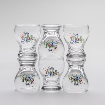 Set 6x liqueur glass clear - flower pattern no. 4