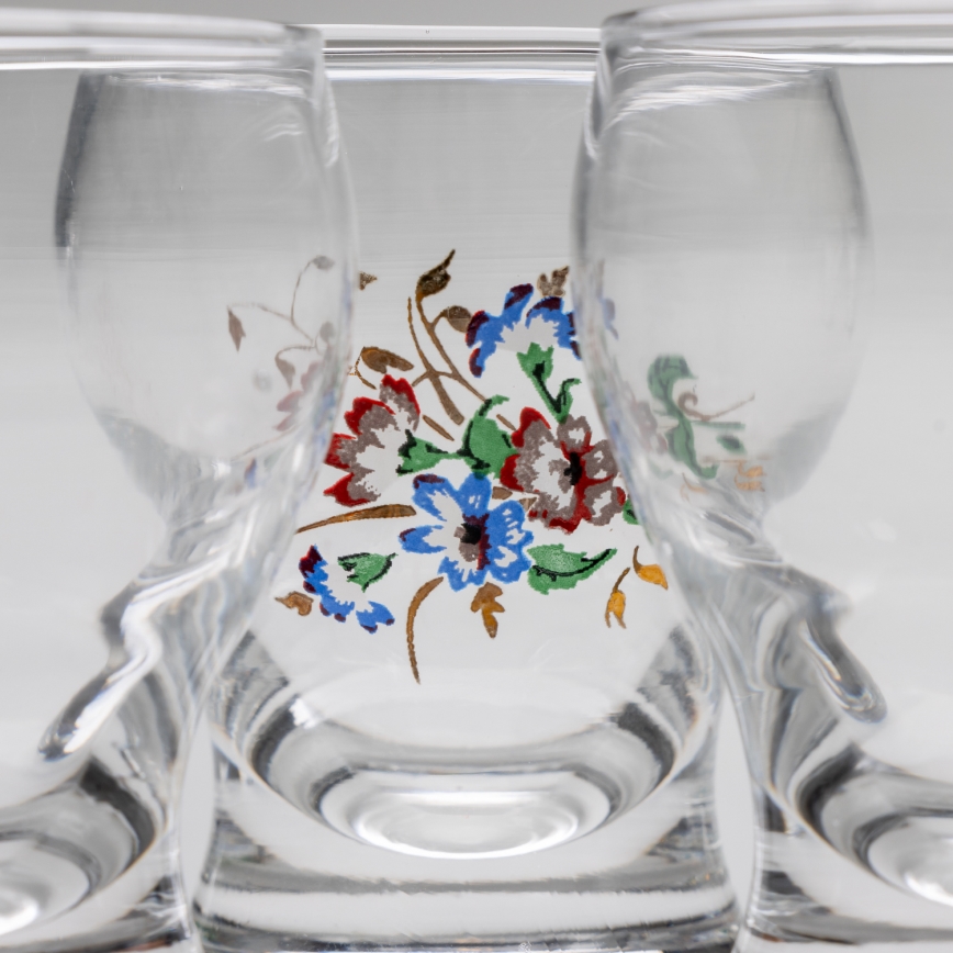 Set 6x liqueur glass clear - flower pattern no. 4