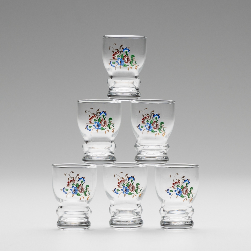 Set 6x liqueur glass clear - flower pattern no. 5