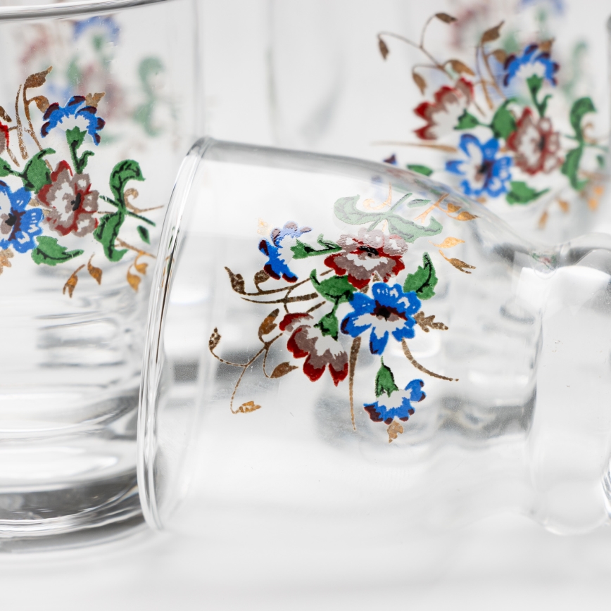 Set 6x liqueur glass clear - flower pattern no. 5