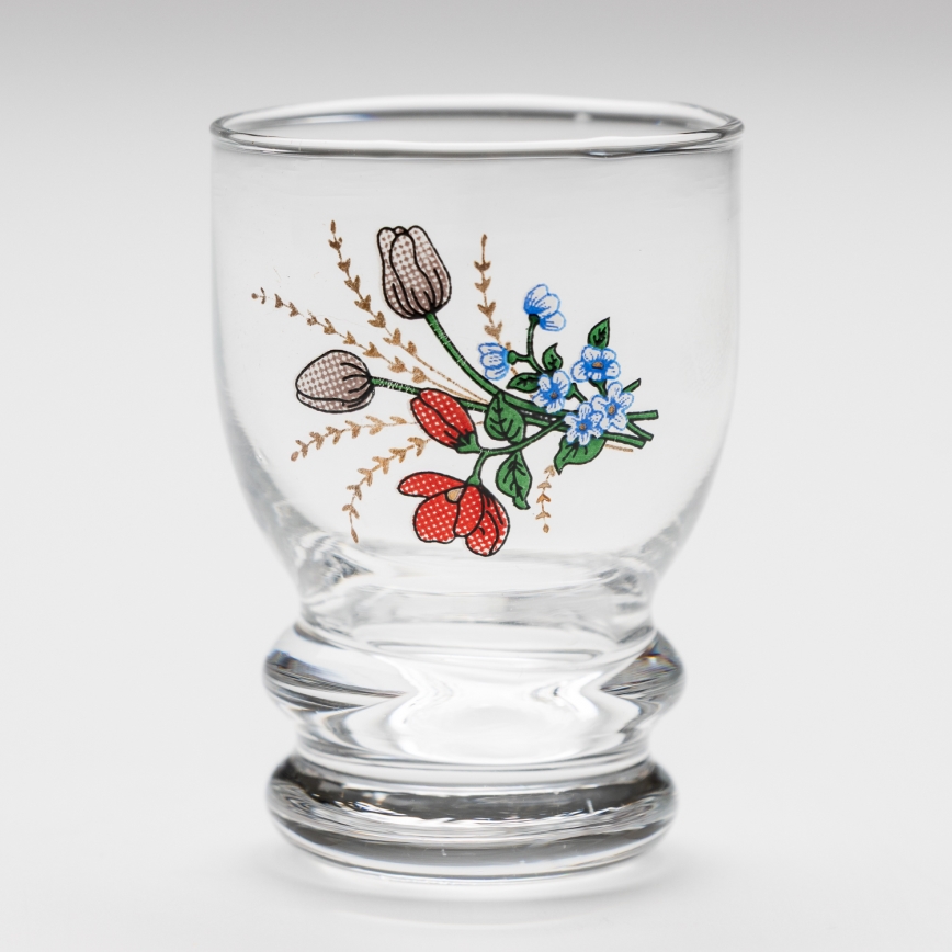 Set 6x liqueur glass clear - flower pattern no. 6