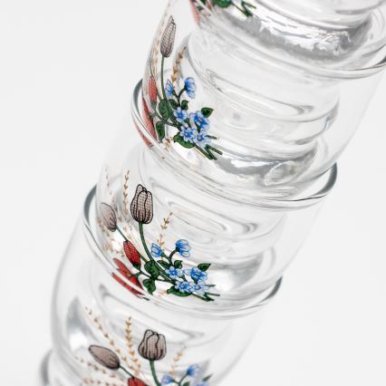 Set 6x liqueur glass clear - flower pattern no. 6