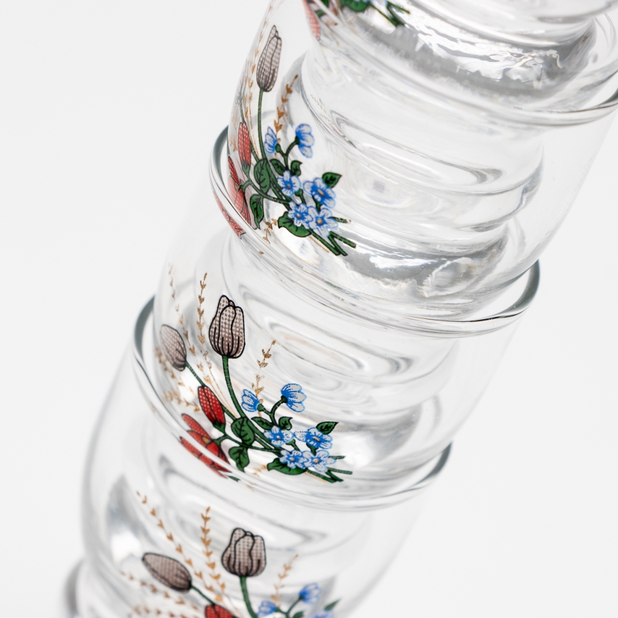 Set 6x liqueur glass clear - flower pattern no. 6