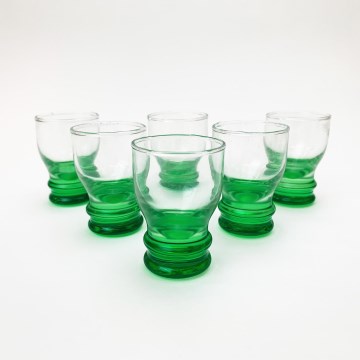 Set 6x liqueur glass clear green