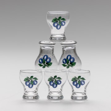 Set 6x liqueur glass clear - plum