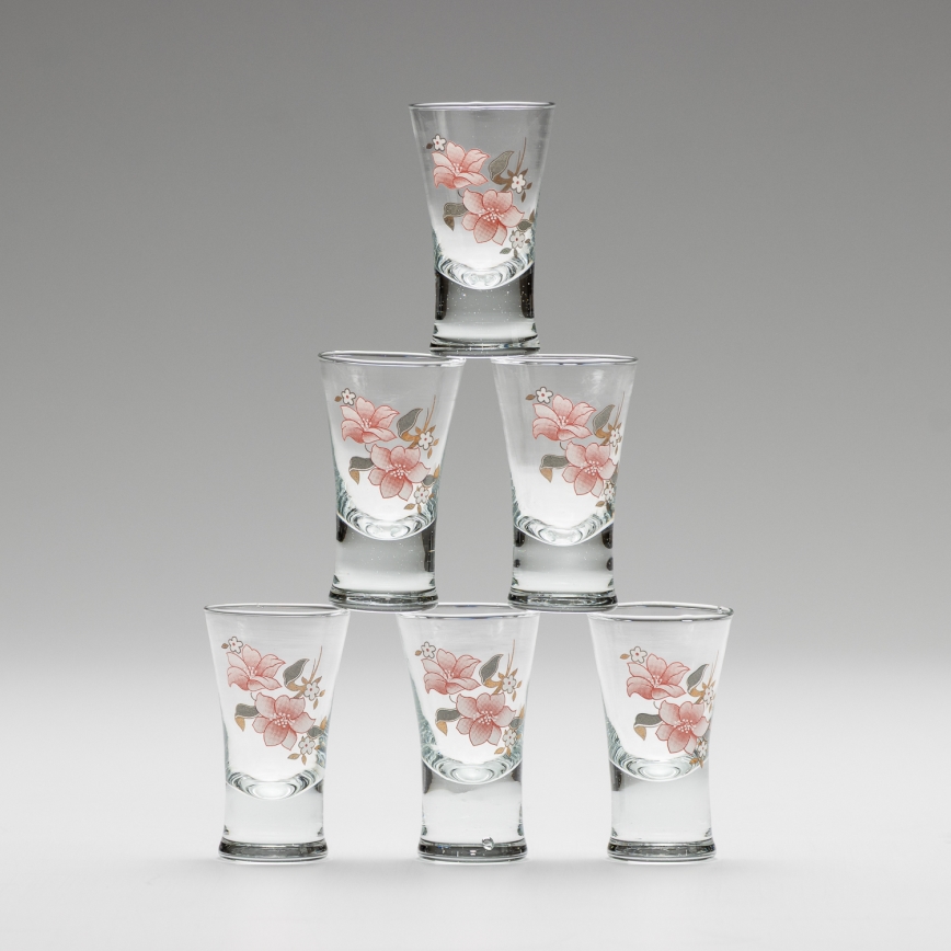 Set 6x liqueur glass with a bouquet motif no. 2