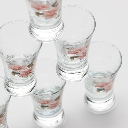 Set 6x liqueur glass with a bouquet motif no. 2