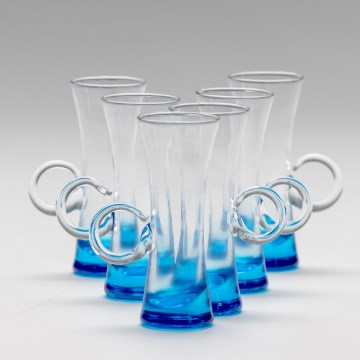 Set 6x liqueur glass with a handle blue