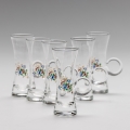 Set 6x liqueur glass with a handle clear with a bouquet motif no. 2