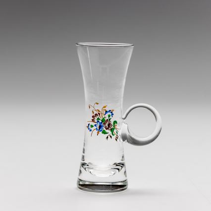 Set 6x liqueur glass with a handle clear with a bouquet motif no. 2