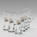 Set 6x liqueur glass with a handle clear with a bouquet motif no. 3
