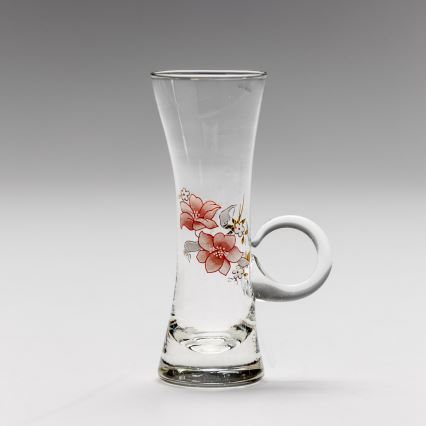 Set 6x liqueur glass with a handle clear with a bouquet motif no. 4