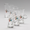 Set 6x liqueur glass with a handle clear with a bouquet motif no. 5