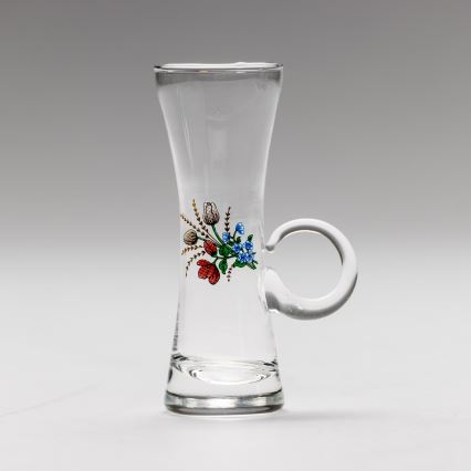 Set 6x liqueur glass with a handle clear with a bouquet motif no. 5