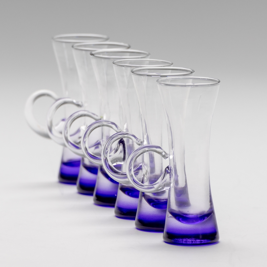 Set 6x liqueur glass with a handle purple
