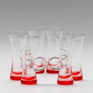 Set 6x liqueur glass with a handle red