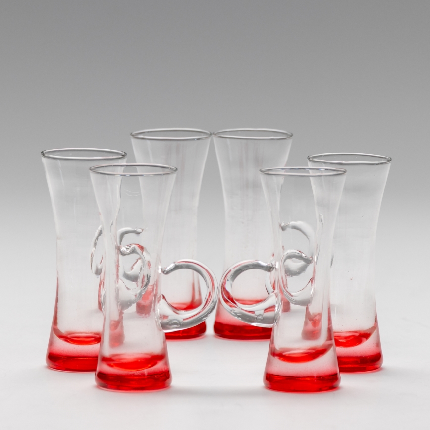 Set 6x liqueur glass with a handle red
