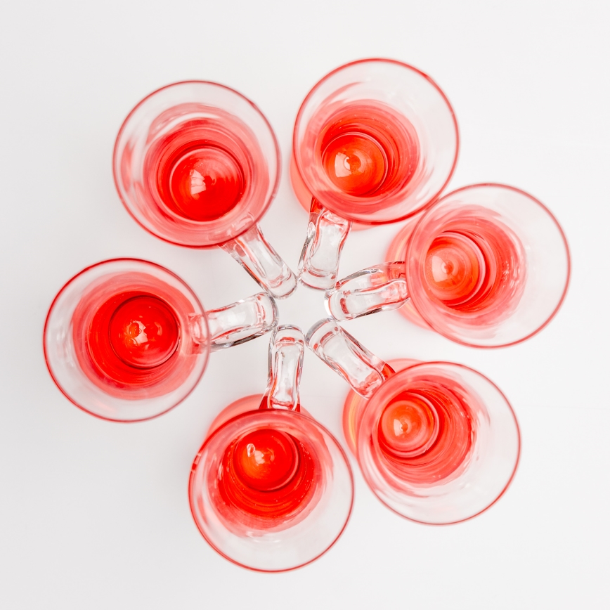Set 6x liqueur glass with a handle red