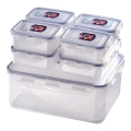 SET 7x Food container LOCK blue/clear