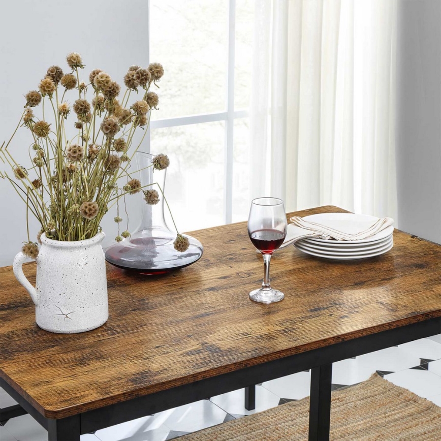 SET Bar Table 110x70 cm + 2x Benches 97x30 cm TREVOR brown/black