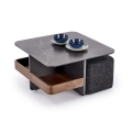 SET Coffee table KORO 70x70 cm + 2x ottomans black/brown