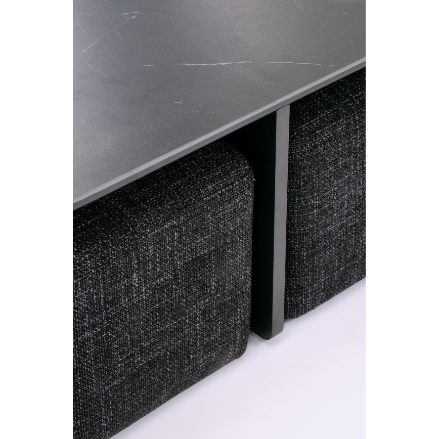 SET Coffee table KORO 70x70 cm + 2x ottomans black/brown