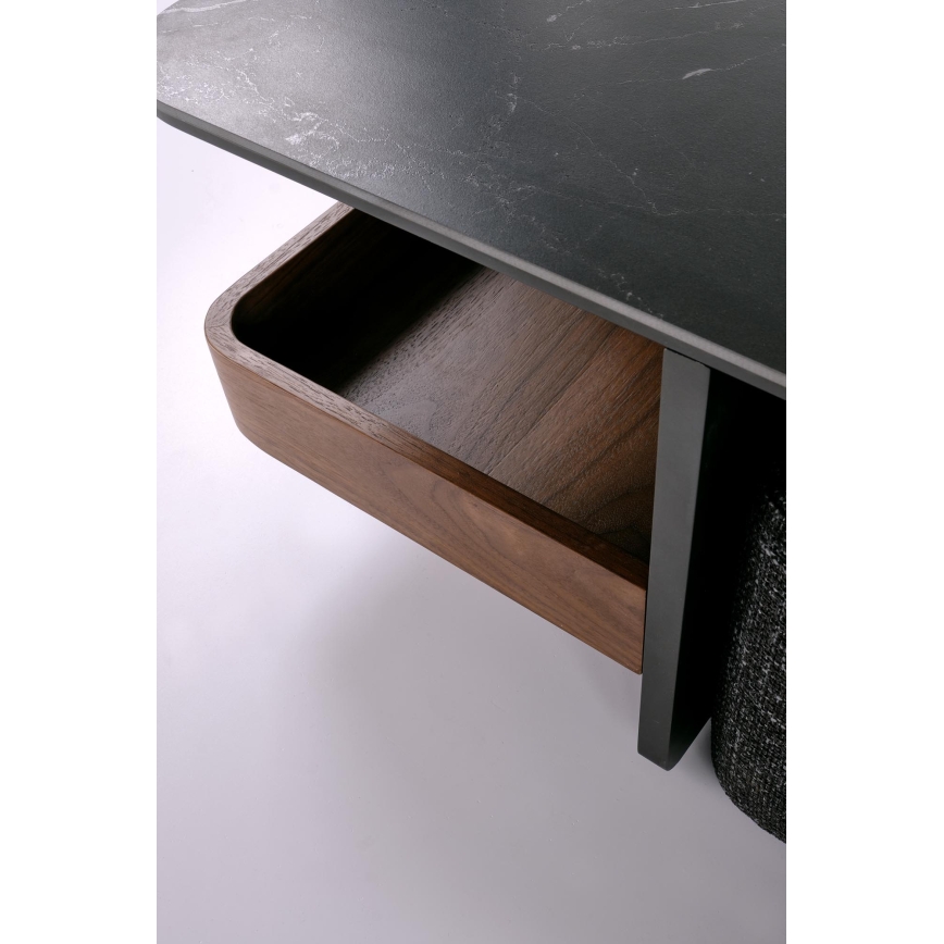 SET Coffee table KORO 70x70 cm + 2x ottomans black/brown