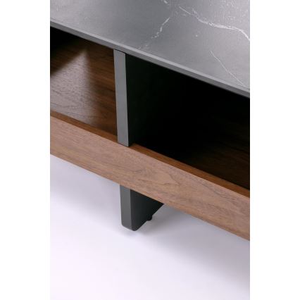 SET Coffee table KORO 70x70 cm + 2x ottomans black/brown