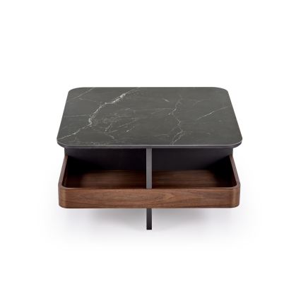 SET Coffee table KORO 70x70 cm + 2x ottomans black/brown