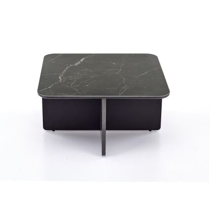 SET Coffee table KORO 70x70 cm + 2x ottomans black/brown