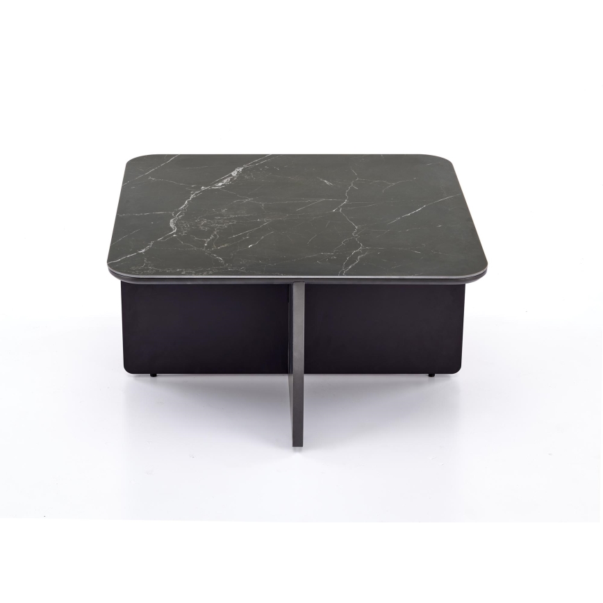 SET Coffee table KORO 70x70 cm + 2x ottomans black/brown