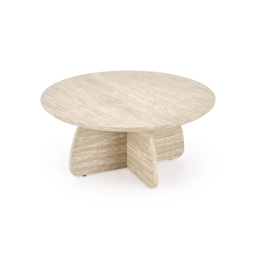 SET Coffee table NUGAT Ø 80 cm + 4x stool travertine/gray